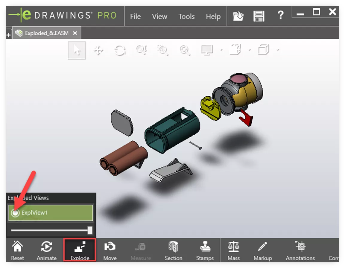 View Rotated Explode Steps in SOLIDWORKS eDrawings