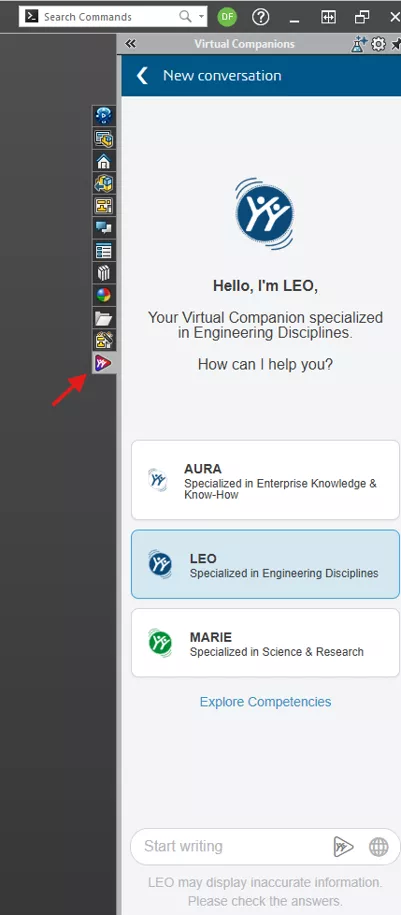 SOLIDWORKS Virtual Companion Icon in 3DEXPERIENCE
