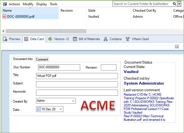 Virtual PDF Document in SOLIDWORKS PDM 