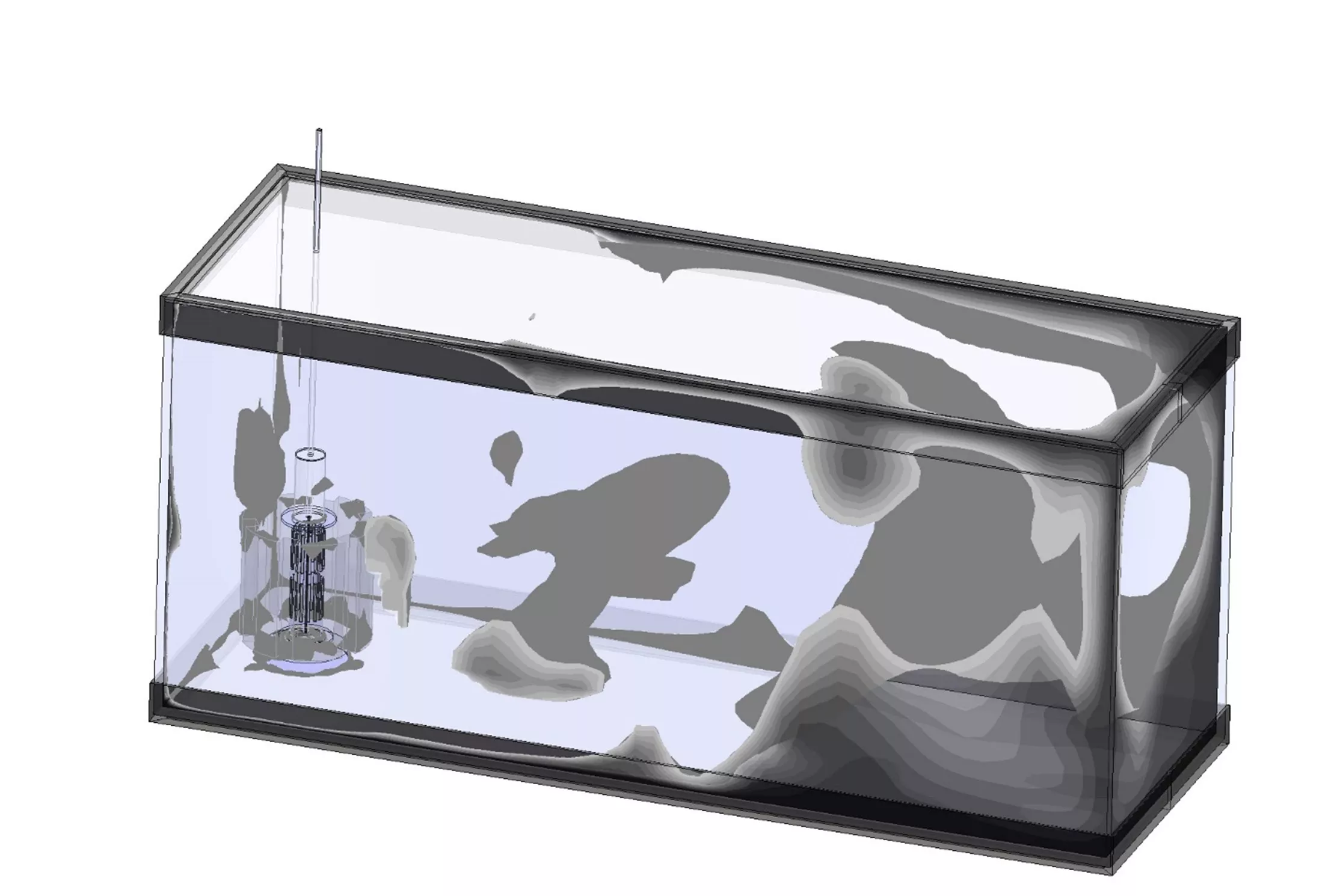 Water Flow Levels in an Aquarium in SOLIDWORKS