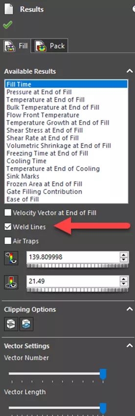 Weld Lines Option SOLIDWORKS Plastics Results PropertyManager