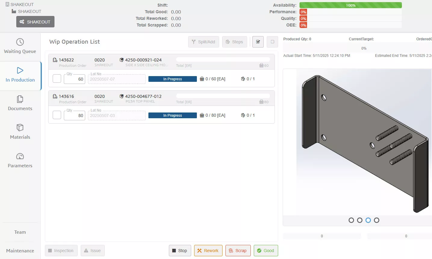 DELMIA Apriso fabrication console with 3D visualization