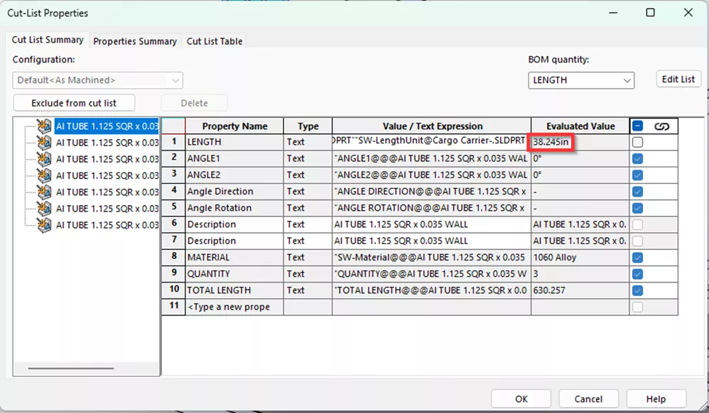 What's New in SOLIDWORKS 2024 Cut List Properties for Structure Systems 