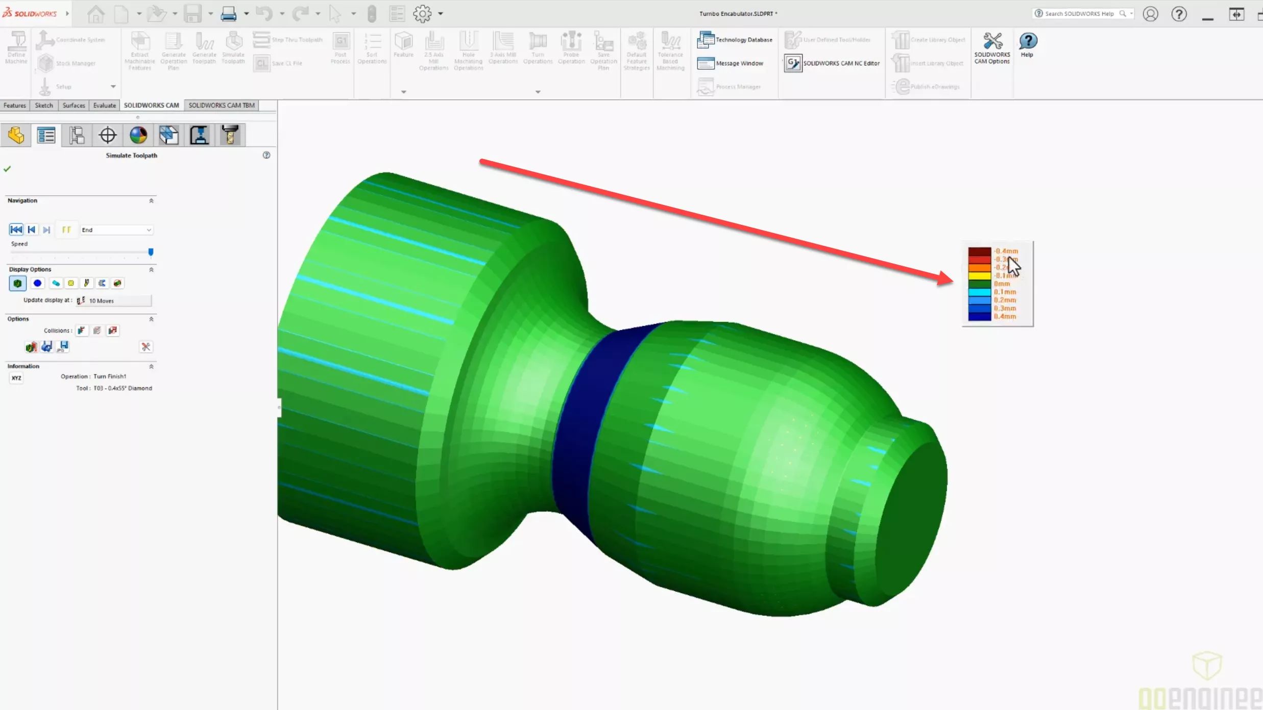 Updated Toolpath Simulation Environment in SOLIDWORKS CAM 2025