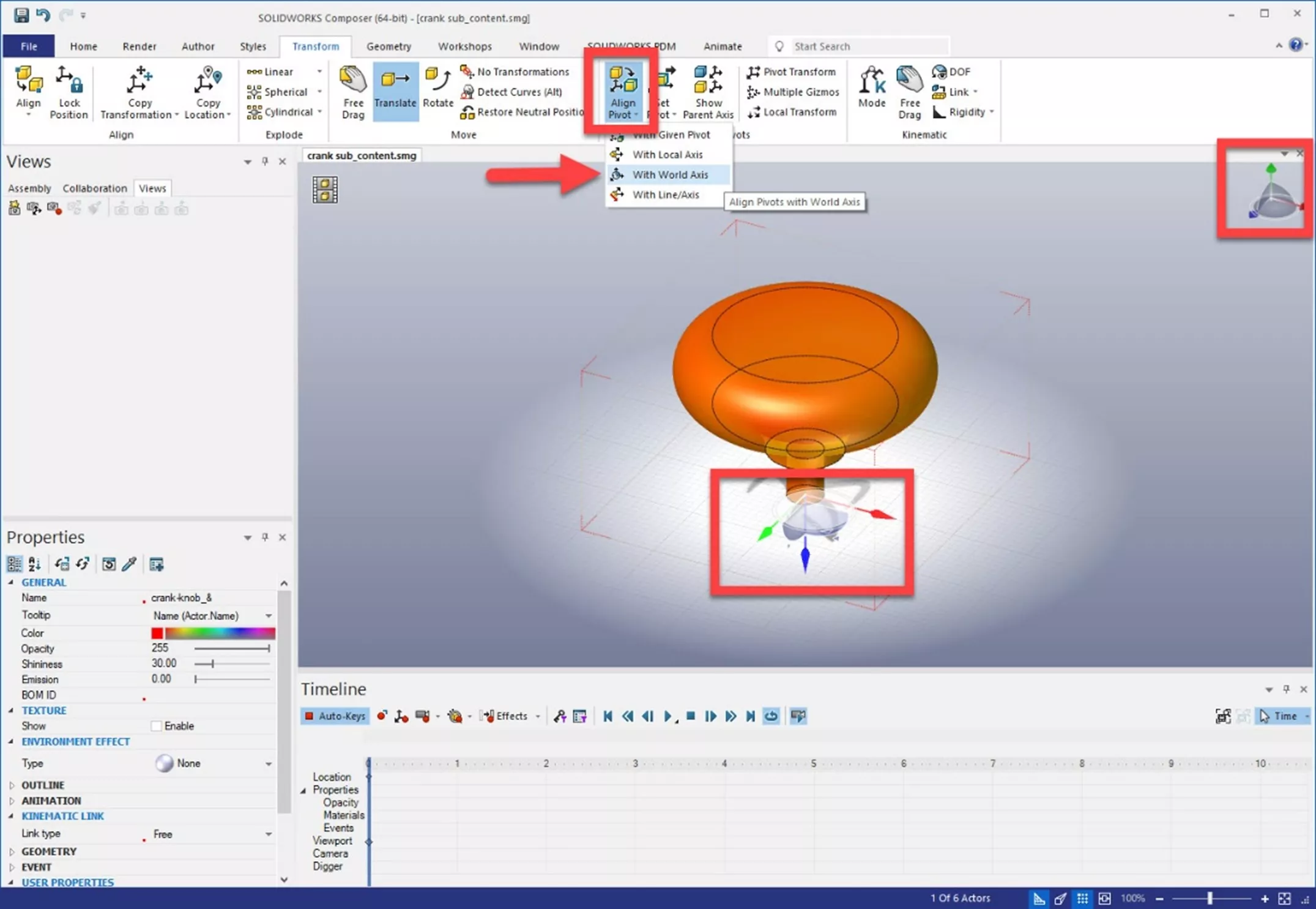 With World Axis Option in SOLIDWORKS Composer 