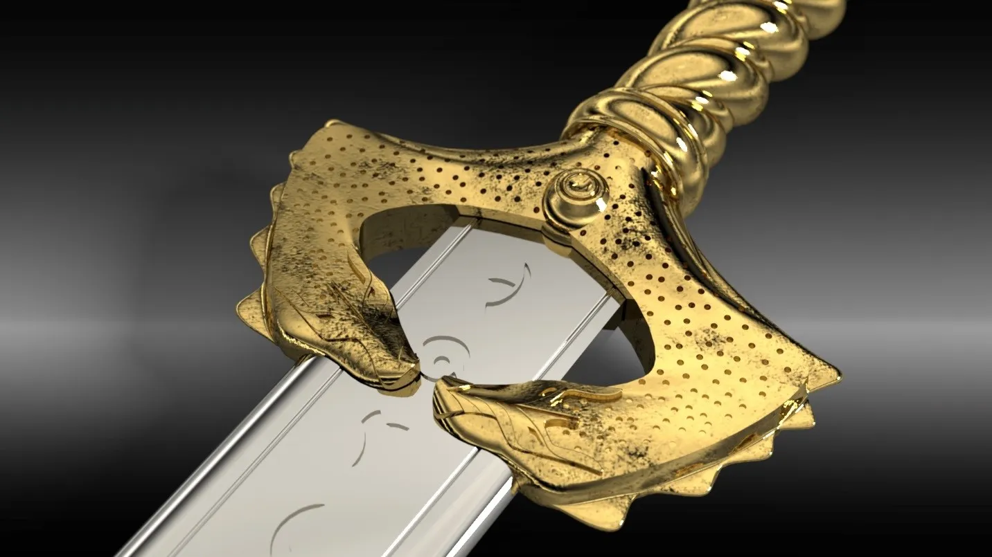 Wonder Woman Sword Handle SOLIDWORKS Visualize