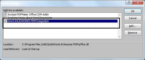 Word SOLIDWORKS PDM Integration 