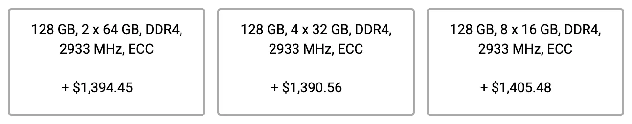 A system configurator allows you to reach a certain memory capacity in different ways.