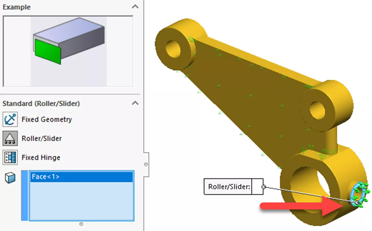 Apply X Direction Fixture in SOLIDWORKS Simulation