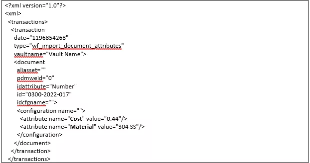 XML File Structure for Data Import in SOLIDWORKS PDM 